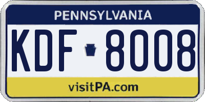 PA license plate KDF8008