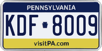 PA license plate KDF8009
