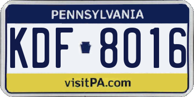 PA license plate KDF8016