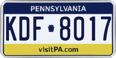 PA license plate KDF8017
