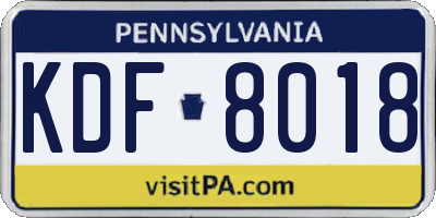 PA license plate KDF8018