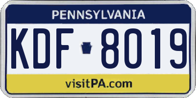 PA license plate KDF8019