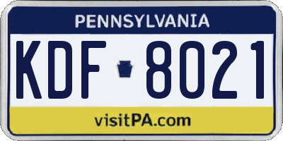 PA license plate KDF8021