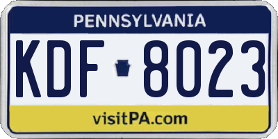 PA license plate KDF8023