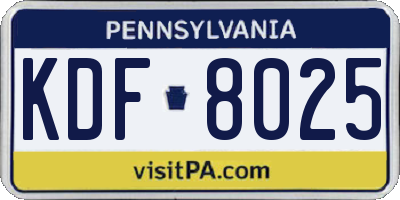 PA license plate KDF8025