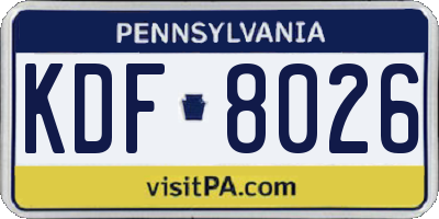 PA license plate KDF8026
