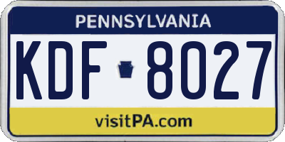 PA license plate KDF8027