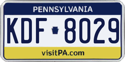 PA license plate KDF8029