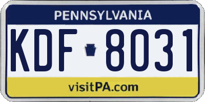 PA license plate KDF8031