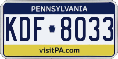 PA license plate KDF8033