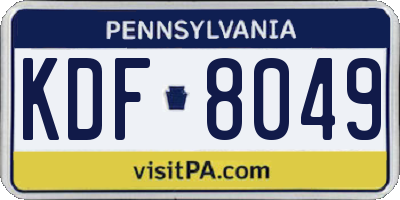 PA license plate KDF8049
