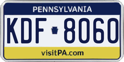 PA license plate KDF8060