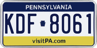 PA license plate KDF8061