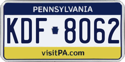 PA license plate KDF8062