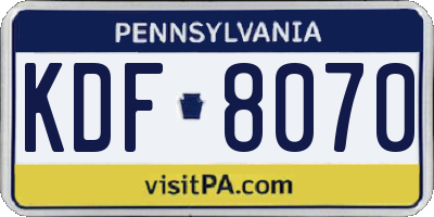 PA license plate KDF8070