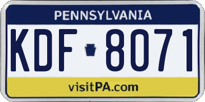 PA license plate KDF8071