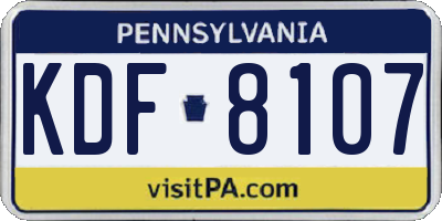 PA license plate KDF8107