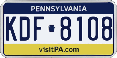 PA license plate KDF8108