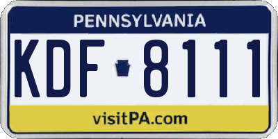 PA license plate KDF8111