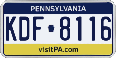 PA license plate KDF8116