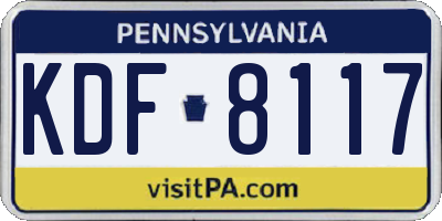 PA license plate KDF8117