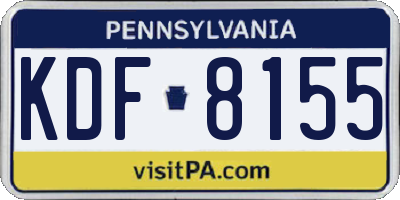 PA license plate KDF8155