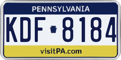 PA license plate KDF8184