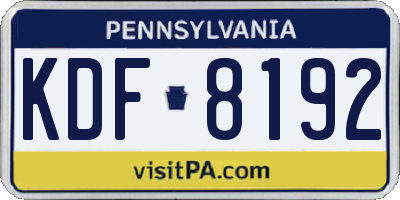 PA license plate KDF8192