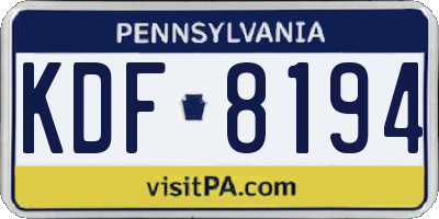 PA license plate KDF8194