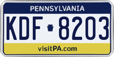 PA license plate KDF8203