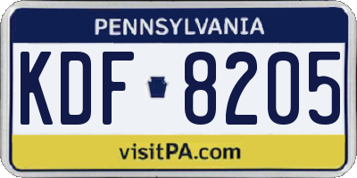 PA license plate KDF8205