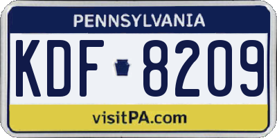 PA license plate KDF8209