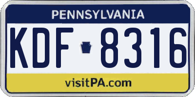 PA license plate KDF8316