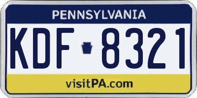 PA license plate KDF8321