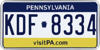 PA license plate KDF8334