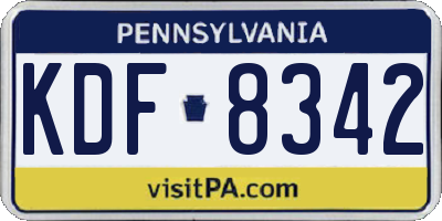 PA license plate KDF8342