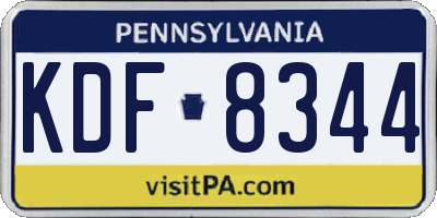 PA license plate KDF8344