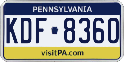 PA license plate KDF8360