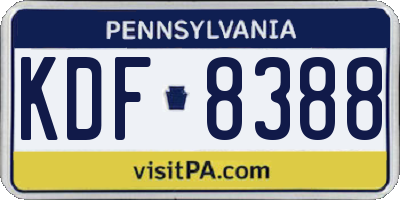 PA license plate KDF8388