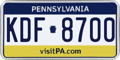 PA license plate KDF8700