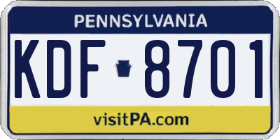 PA license plate KDF8701