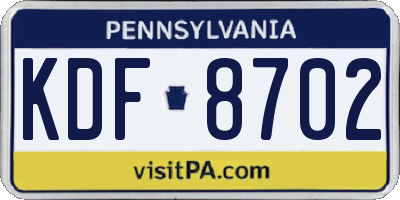 PA license plate KDF8702