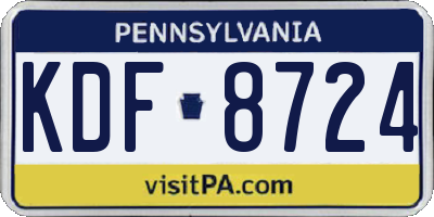 PA license plate KDF8724