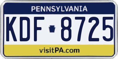 PA license plate KDF8725