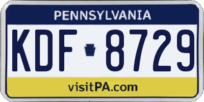 PA license plate KDF8729