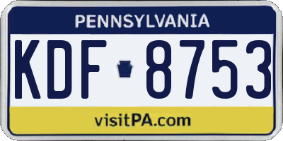 PA license plate KDF8753
