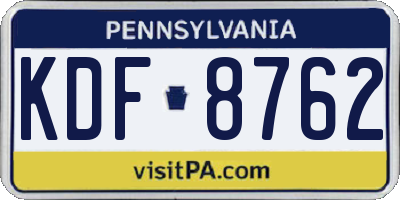 PA license plate KDF8762