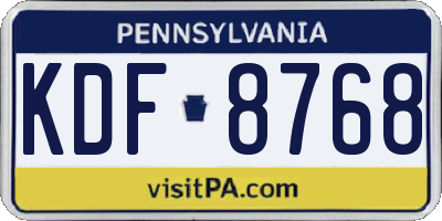 PA license plate KDF8768