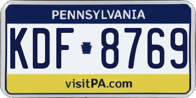 PA license plate KDF8769