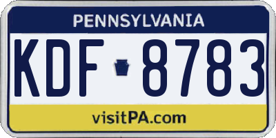 PA license plate KDF8783